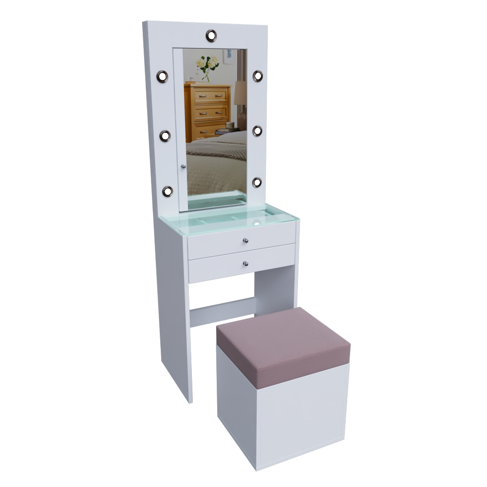 TOCADOR 2 CAJONES CON MESA DE VIDRIO - Imagen 2