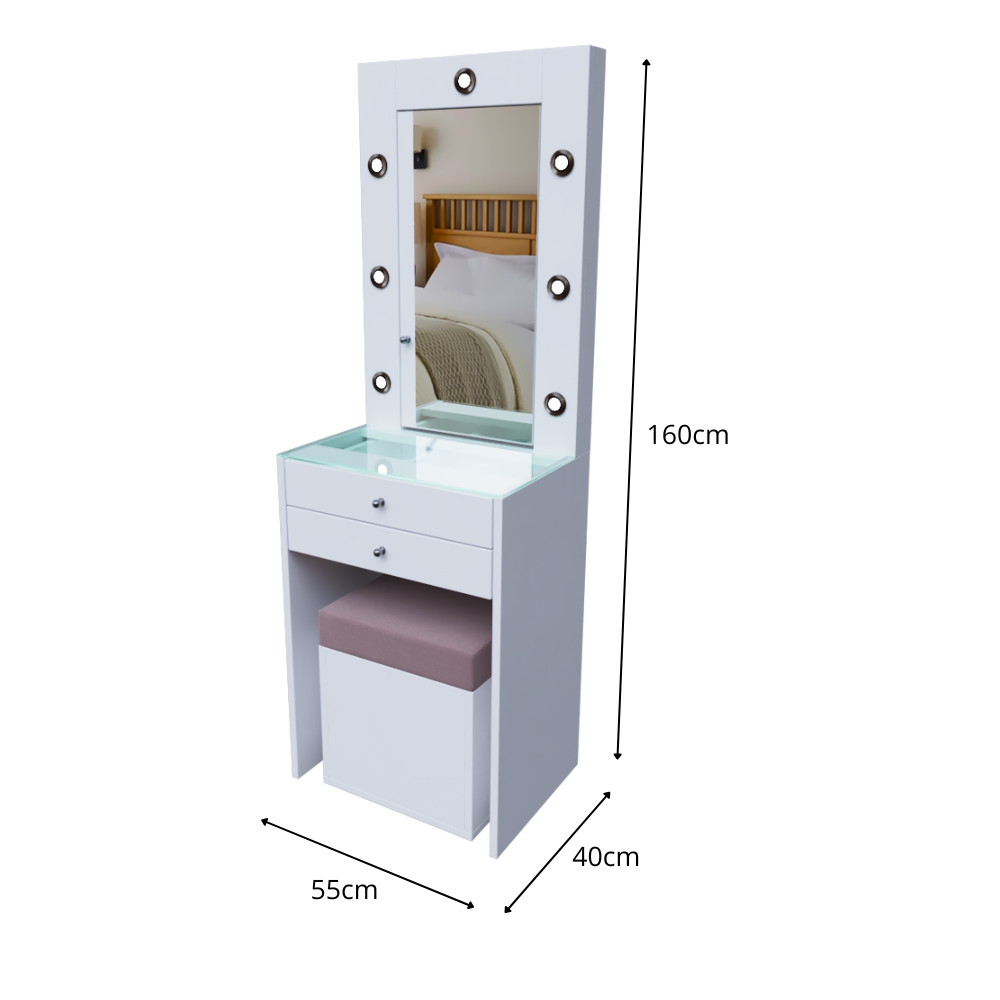 TOCADOR 2 CAJONES CON MESA DE VIDRIO - Imagen 4