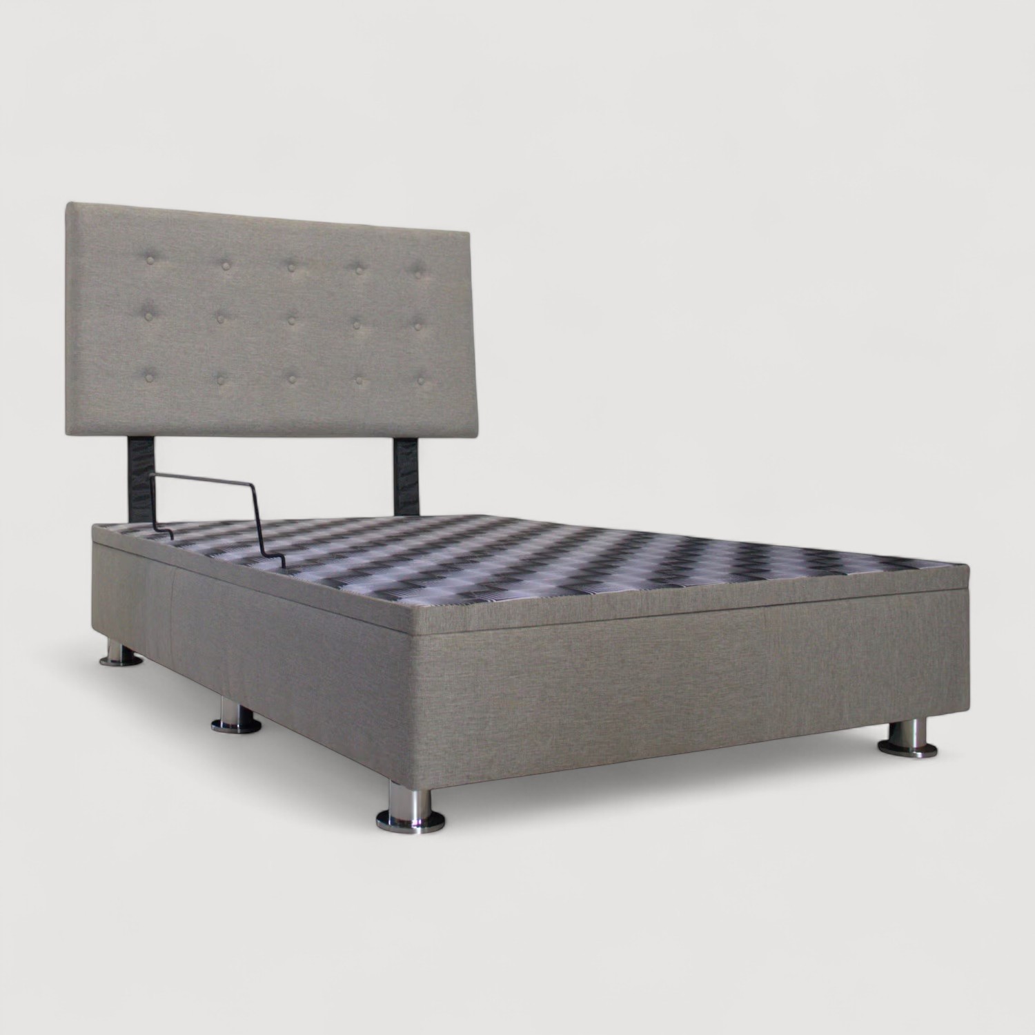 Cama tapizada modelo Lima box espacio - Color Gris claro