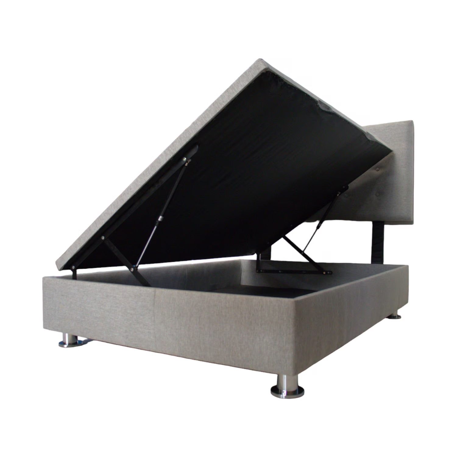 Cama tapizada modelo Lima box espacio - Color Gris claro - Imagen 2