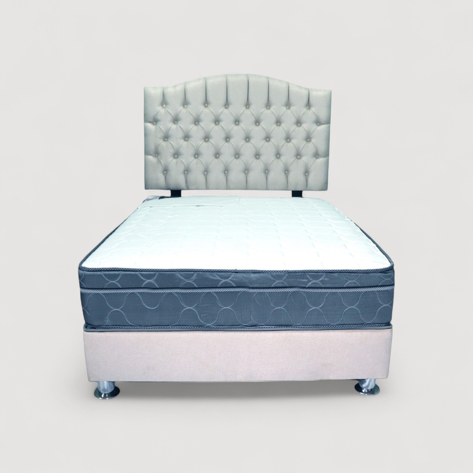 Combo: Cama Varvosia Beige Claro + Colchon Semiotopédico