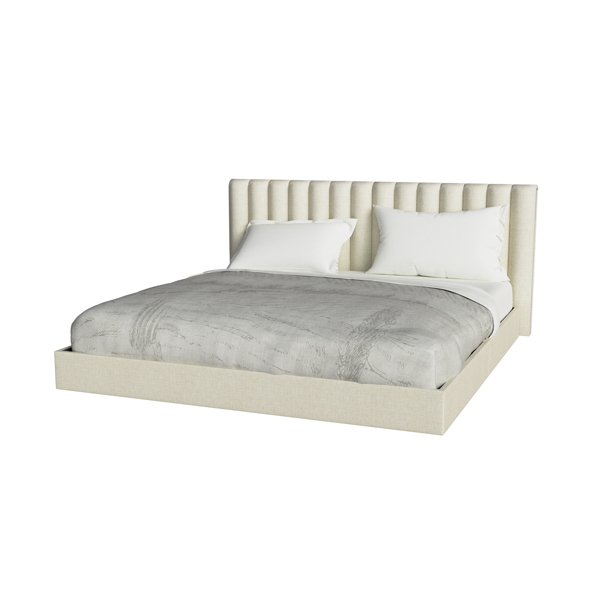 Cama flotante tapizada Bali - Color Beige (Tela antifluido) - Imagen 2