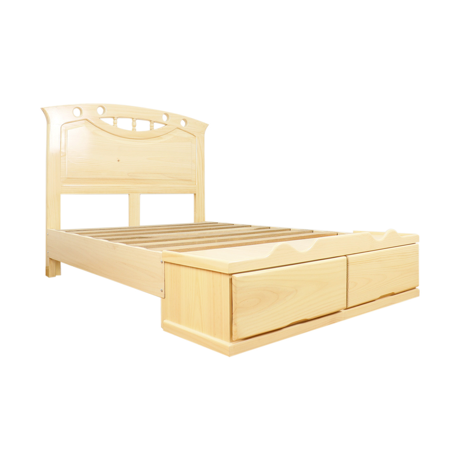 Cama con Sabanera modelo: Sonrisa Torneada acabado natural - Imagen 2