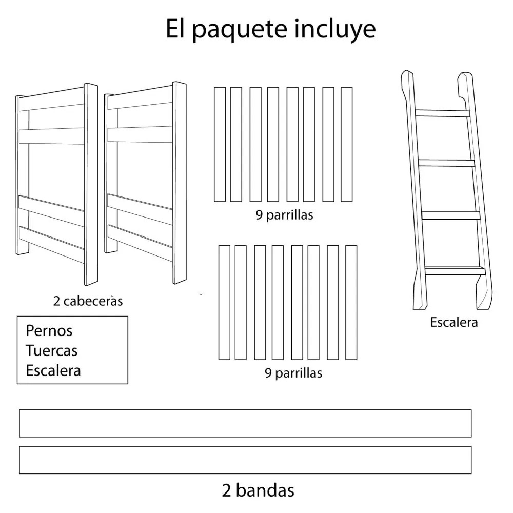 CAMAROTE 1.5 PLAZAS PINO DE 1.5″ X 5″+ ACAB. LAQUEADO - Imagen 4