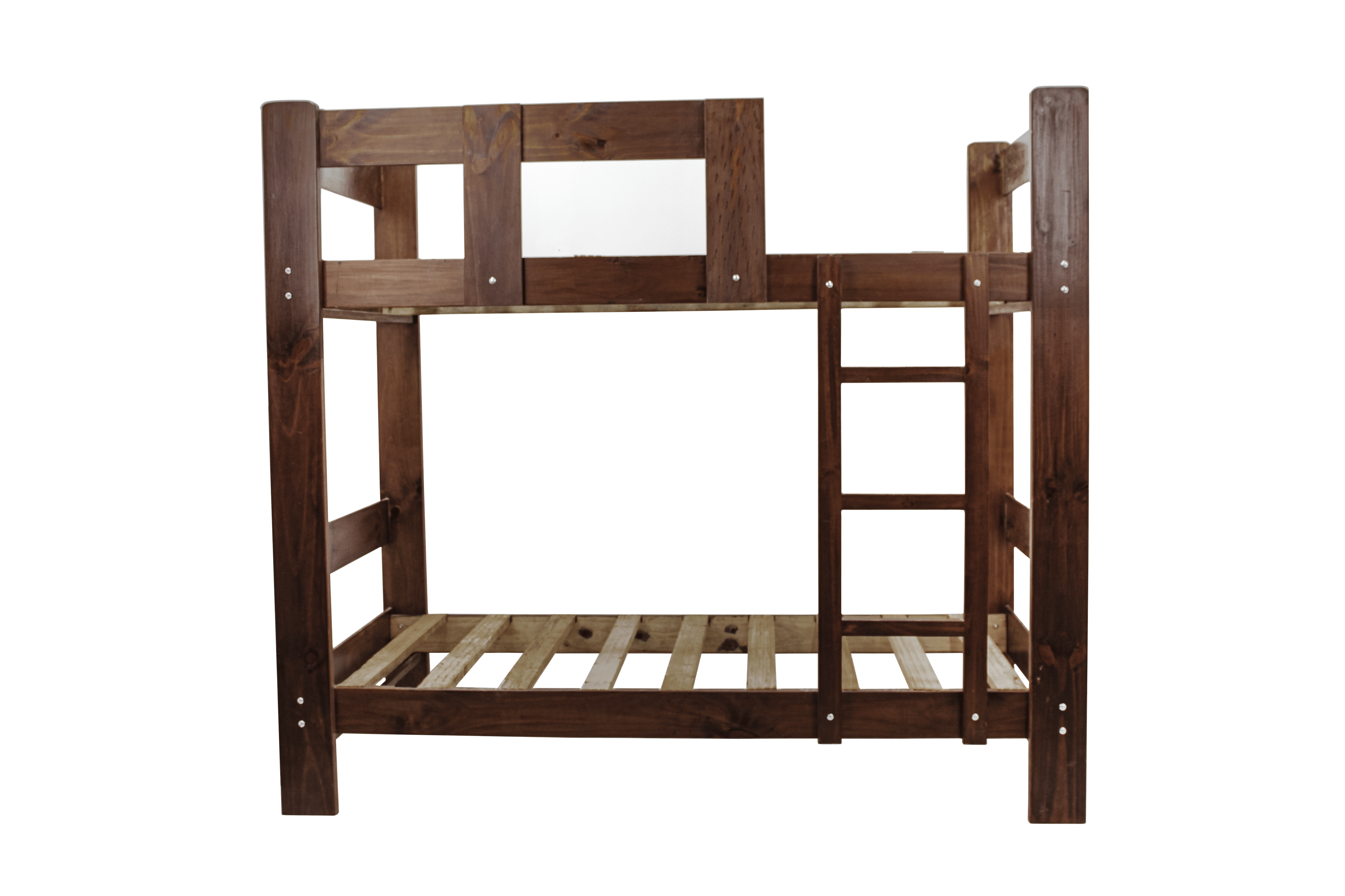 CAMAROTE 1.5 PLAZAS PINO DE 1.5″ X 6″ APANELADO+ ACAB. LAQUEADO + TEÑIDO CHOCOLATE - Imagen 3