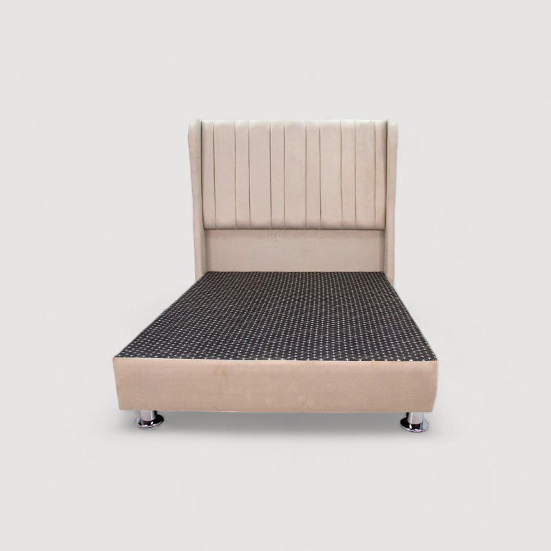 Cama tapizada modelo Barcelona color beige - 1.5 plazas - Tela Antifluido