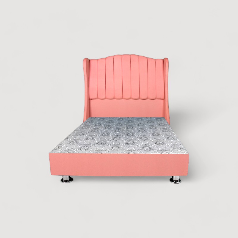 Cama tapizada modelo Barcelona color Rosado - 1.5 plazas - Tela Antifluido