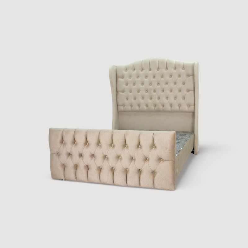 Cama tapizada modelo PARIS + PIECERA color beige