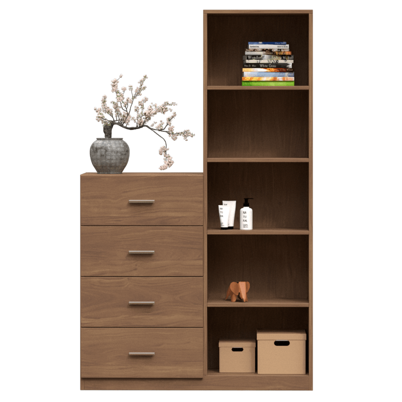 CÓMODA MODULAR 1 PUERTA 4 CAJONES + ESPEJO - Imagen 4