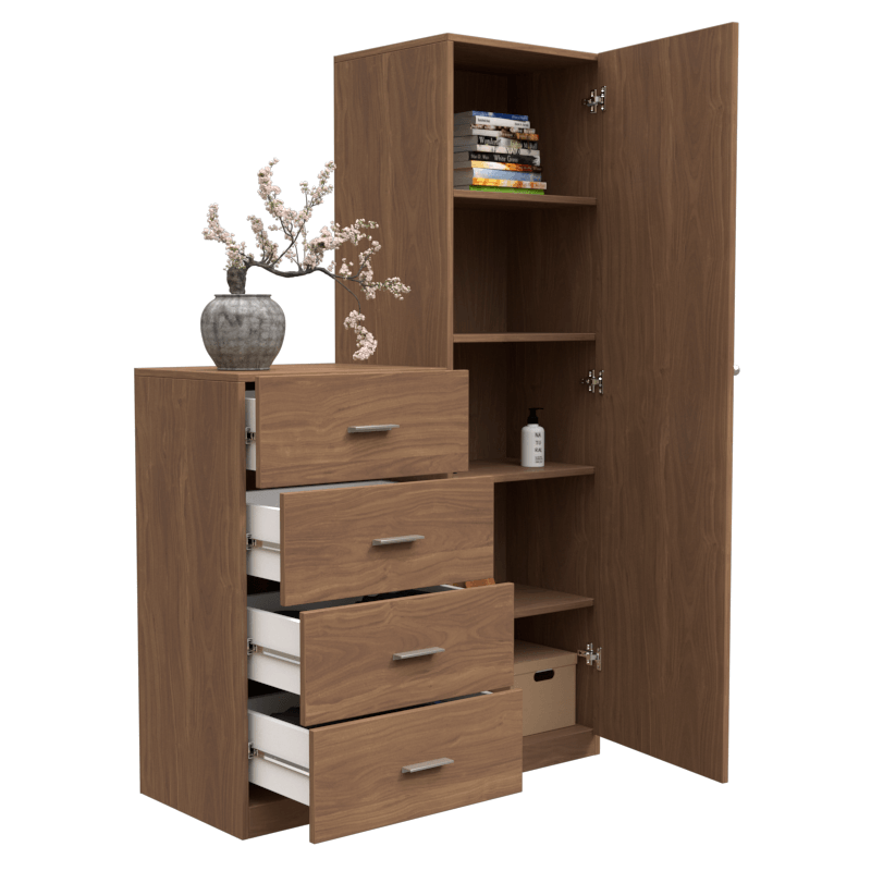 CÓMODA MODULAR 1 PUERTA 4 CAJONES + ESPEJO - Imagen 3