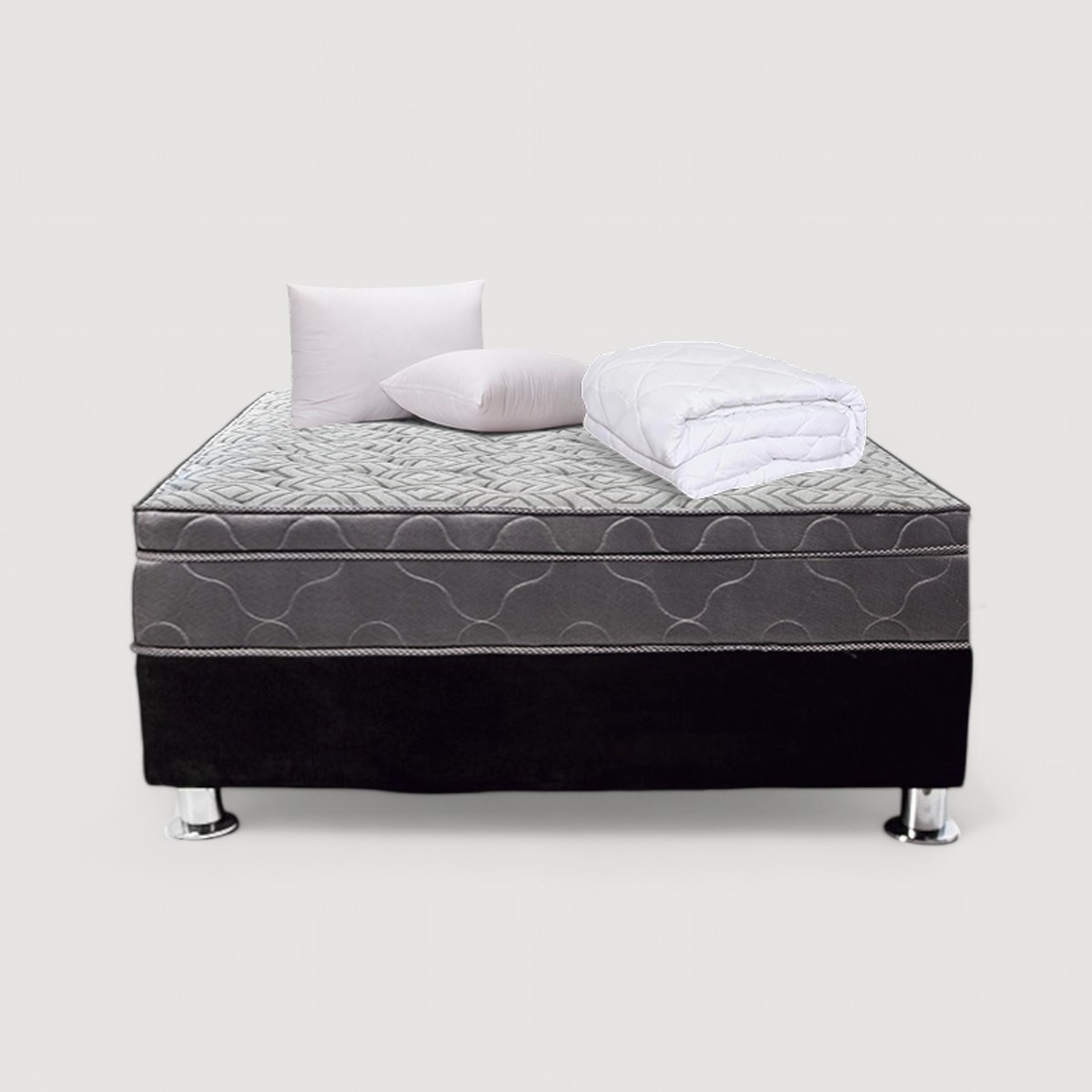 CAMA: BOX TARIMA + COLCHON SEMIORTOPÉDICO+ PROTECTOR Y ALMOHADA GRATIS