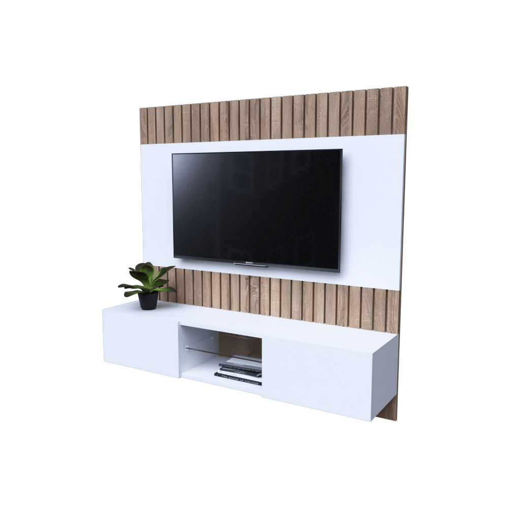 CENTRO DE ENTRETENIMIENTO + WALL PANEL + REPISA DE VIDRIO - Imagen 2