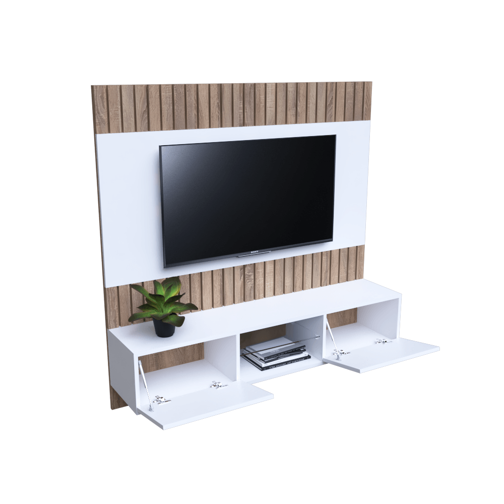 CENTRO DE ENTRETENIMIENTO + WALL PANEL + REPISA DE VIDRIO - Imagen 3