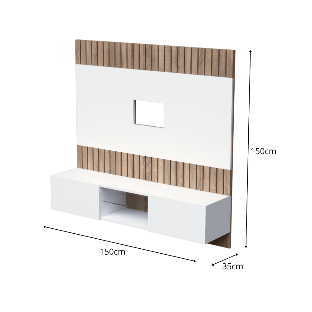 CENTRO DE ENTRETENIMIENTO + WALL PANEL + REPISA DE VIDRIO - Imagen 5