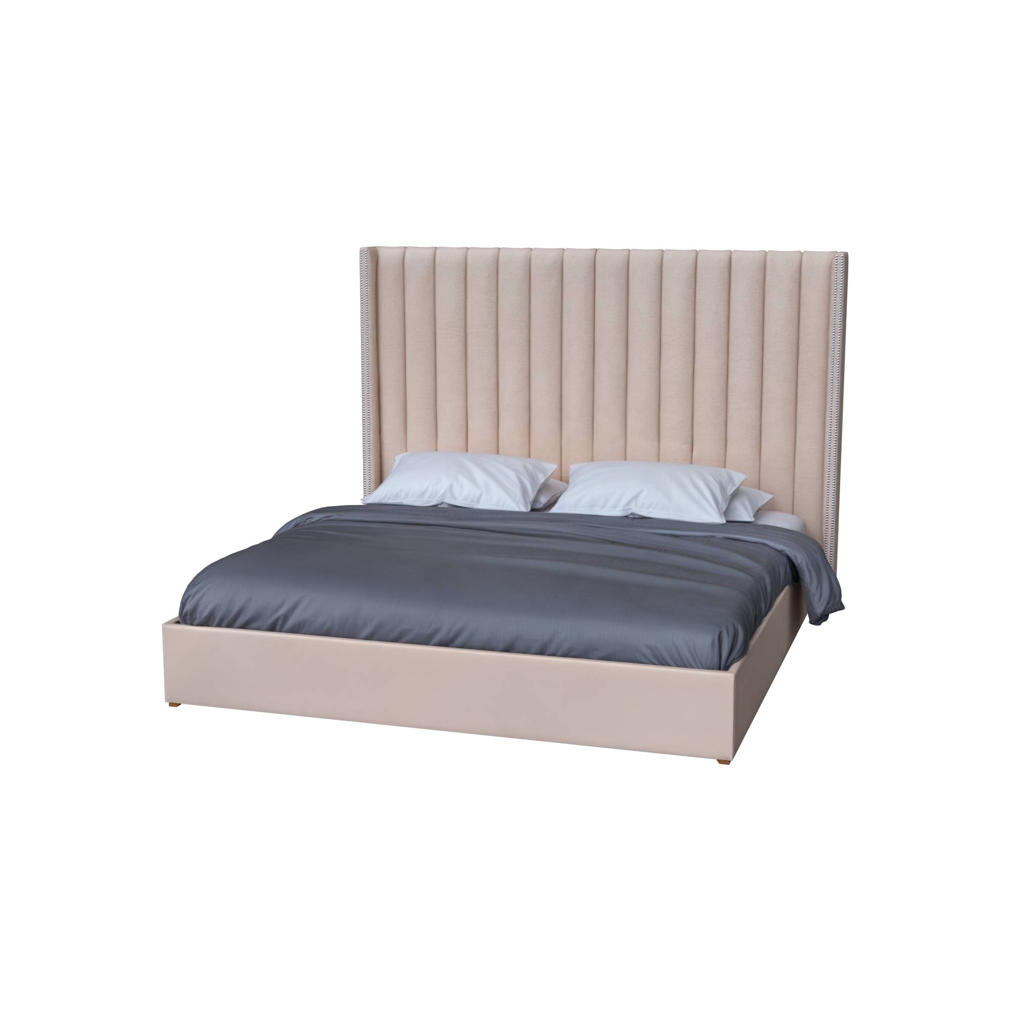 Cama tapizada Milan - Color Beige (Tela antifluido) - Imagen 2