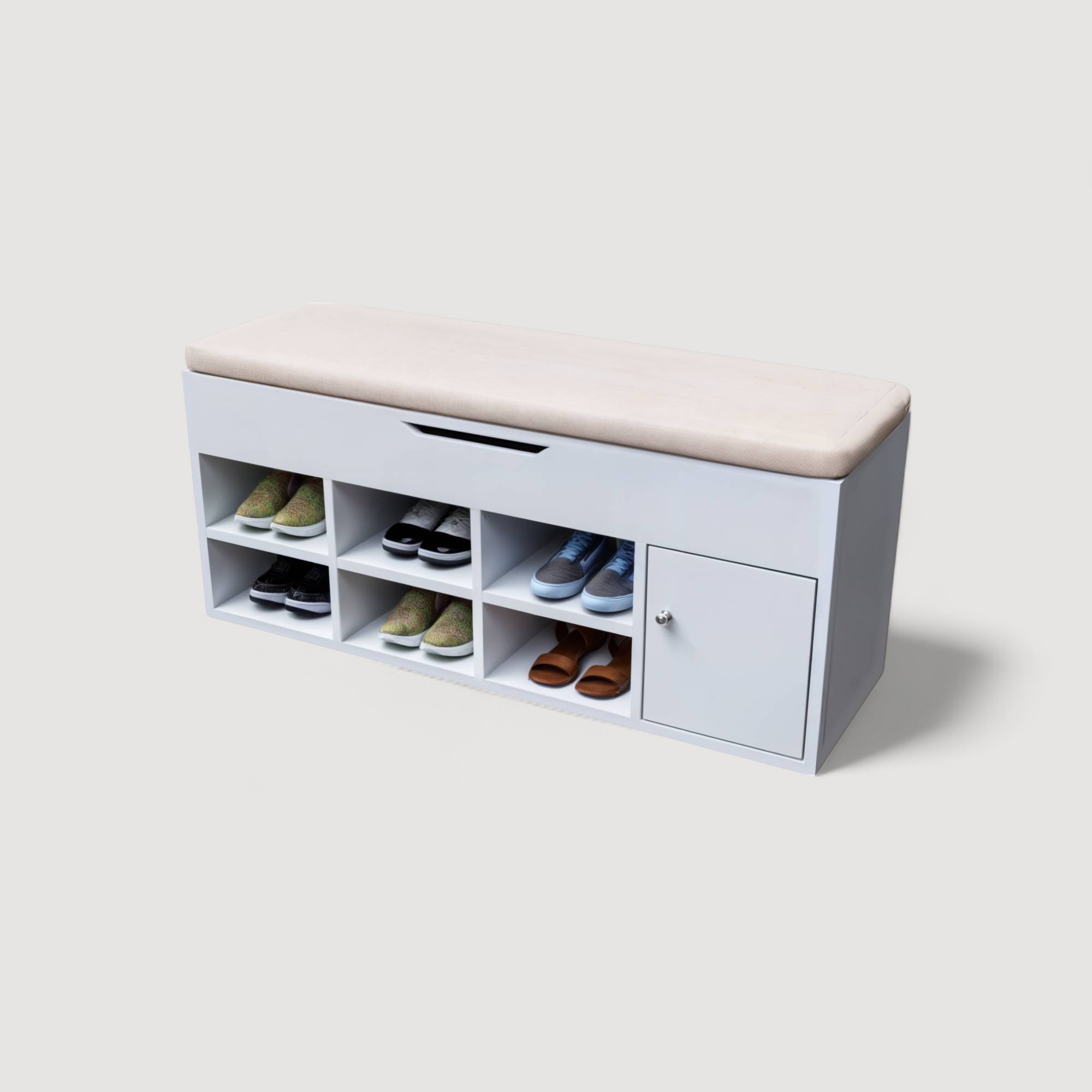 Zapatera multiuso modelo Baúl con puerta - Blanco