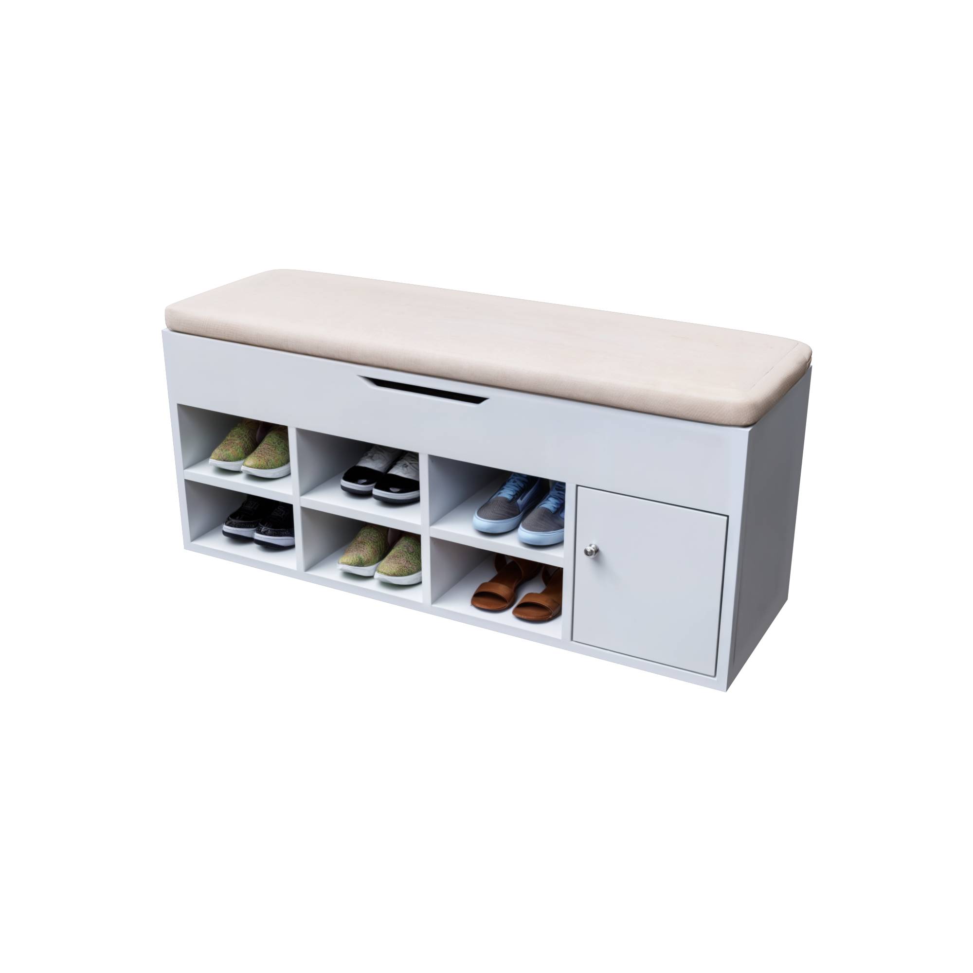 Zapatera multiuso modelo Baúl con puerta - Blanco - Imagen 2