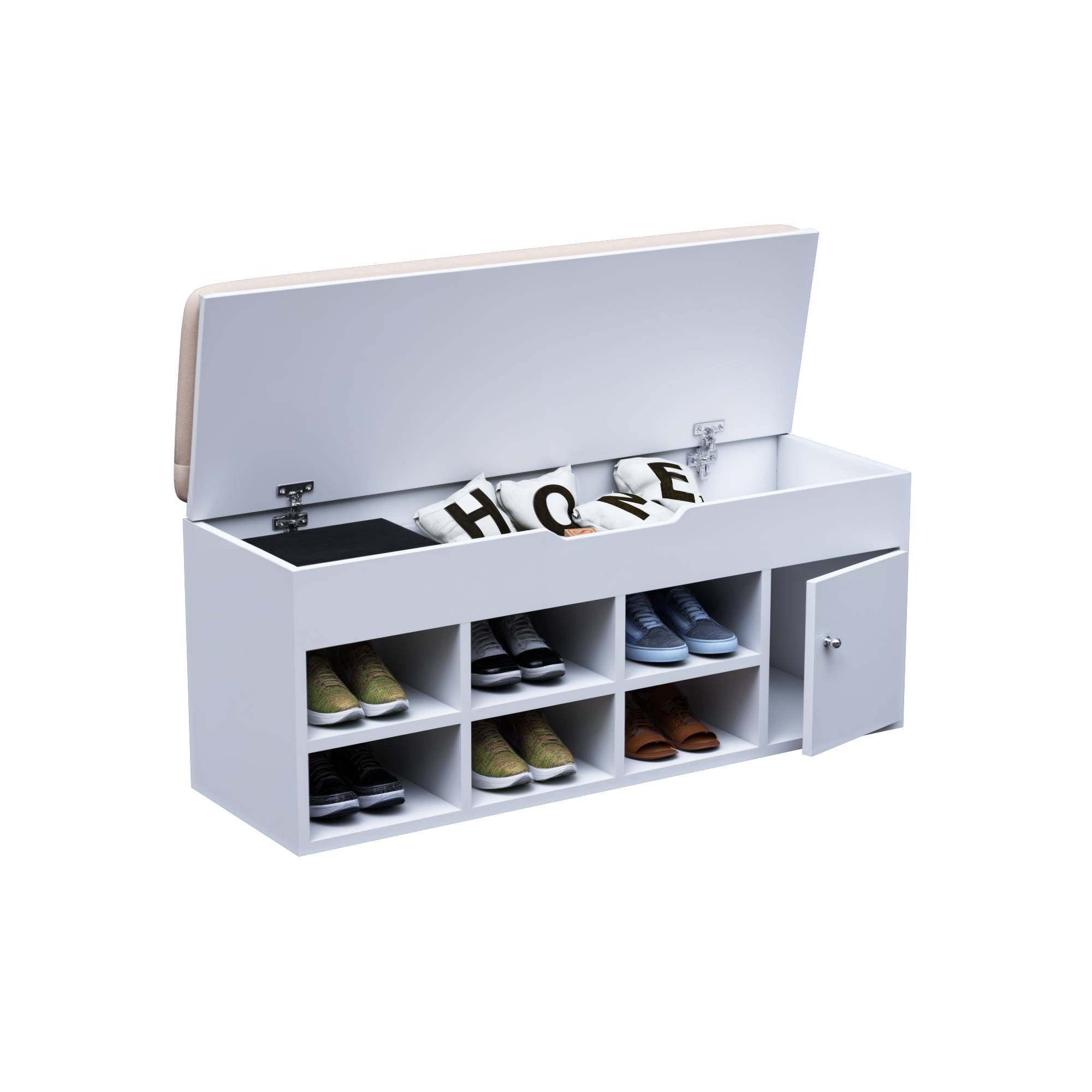 Zapatera multiuso modelo Baúl con puerta - Blanco - Imagen 3