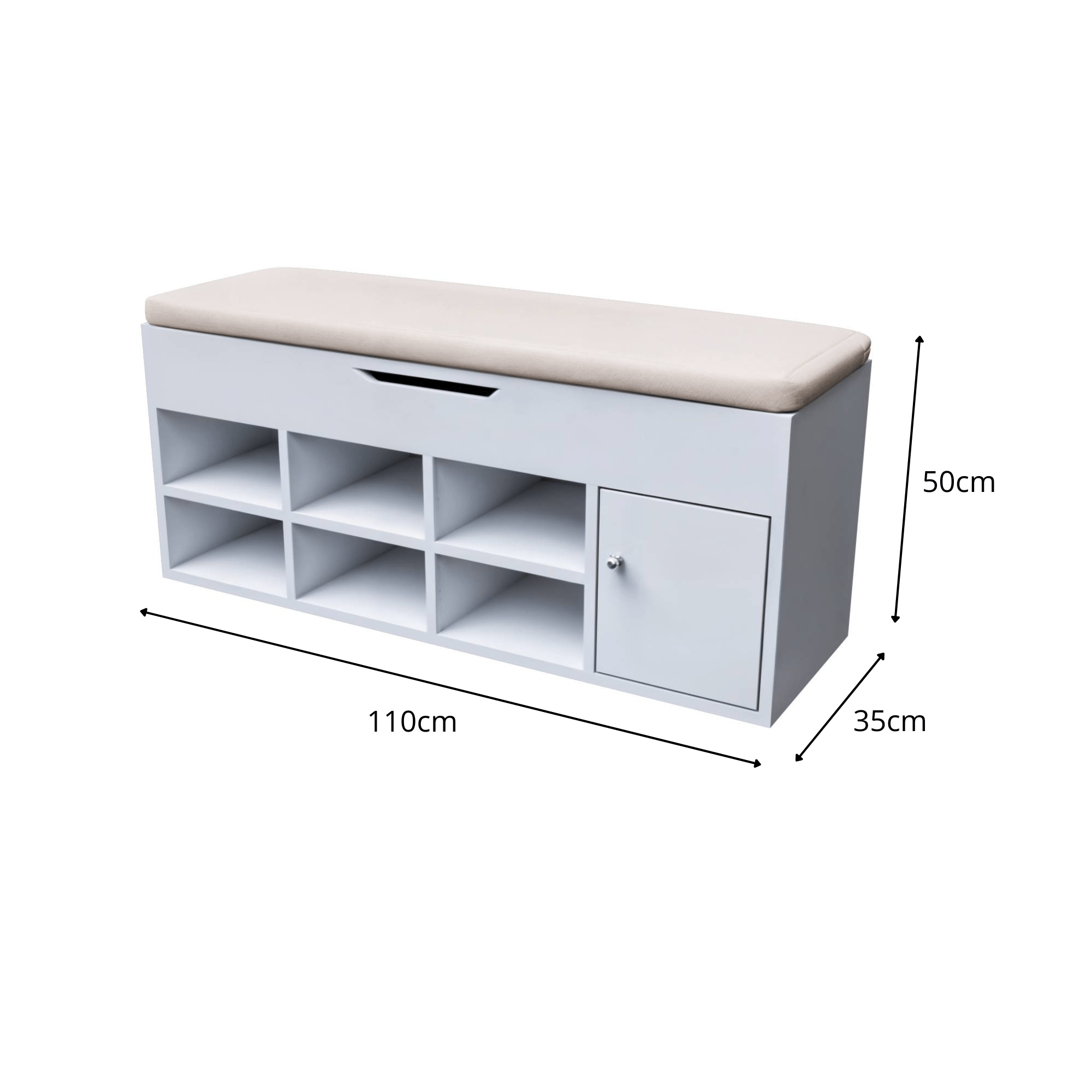 Zapatera multiuso modelo Baúl con puerta - Blanco - Imagen 4