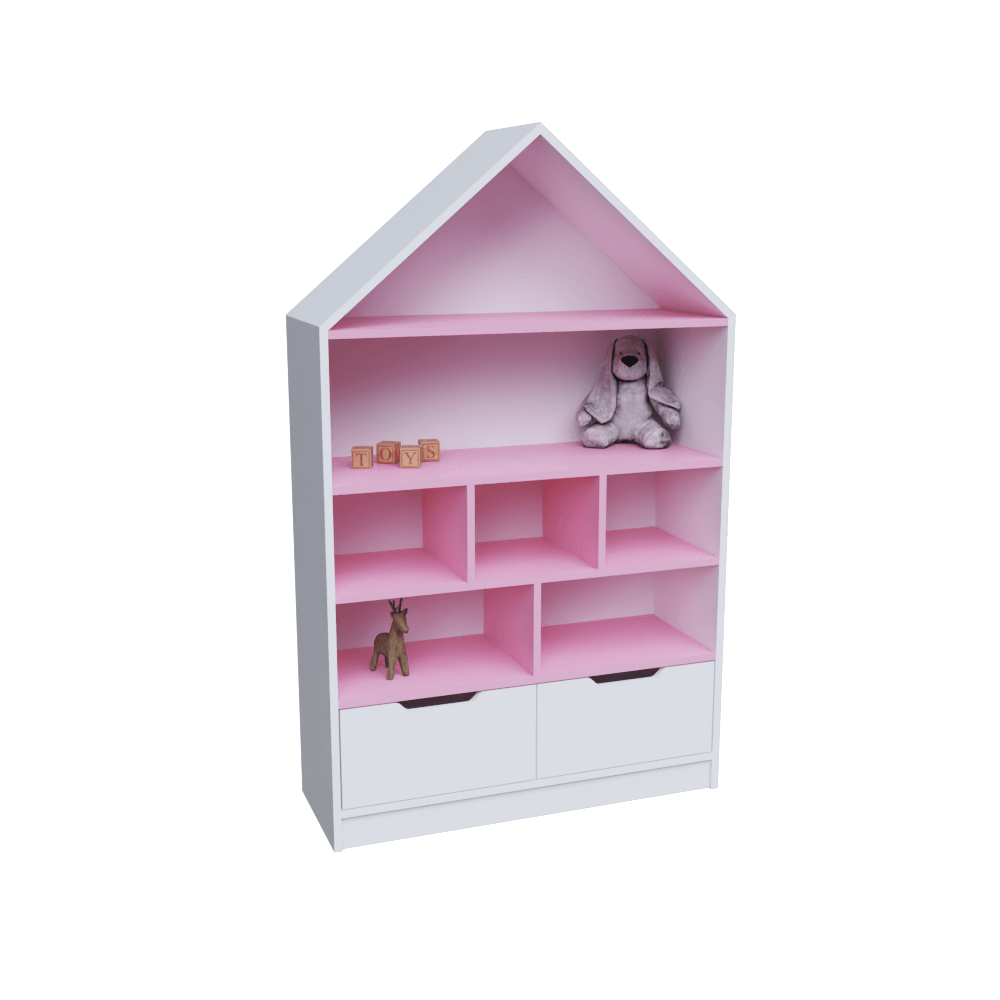ORGANIZADOR DE JUGUETES ROSA CON FORMA DE CASA + 2 CAJONES - Imagen 2