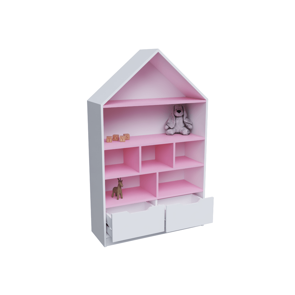 ORGANIZADOR DE JUGUETES ROSA CON FORMA DE CASA + 2 CAJONES - Imagen 3