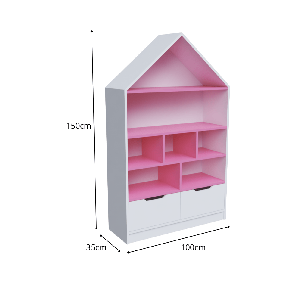 ORGANIZADOR DE JUGUETES ROSA CON FORMA DE CASA + 2 CAJONES - Imagen 4