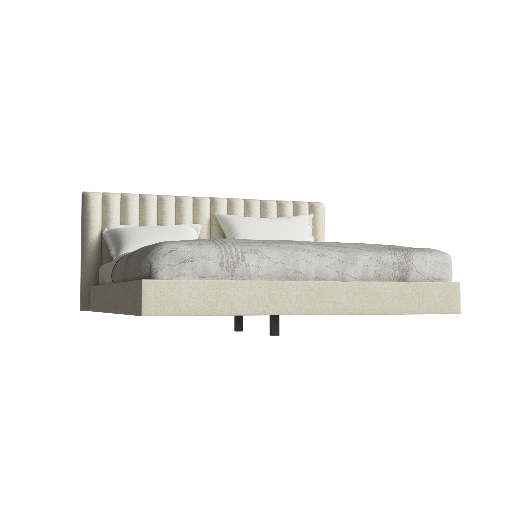 Cama flotante tapizada Bali - Color Beige (Tela antifluido) - Imagen 3