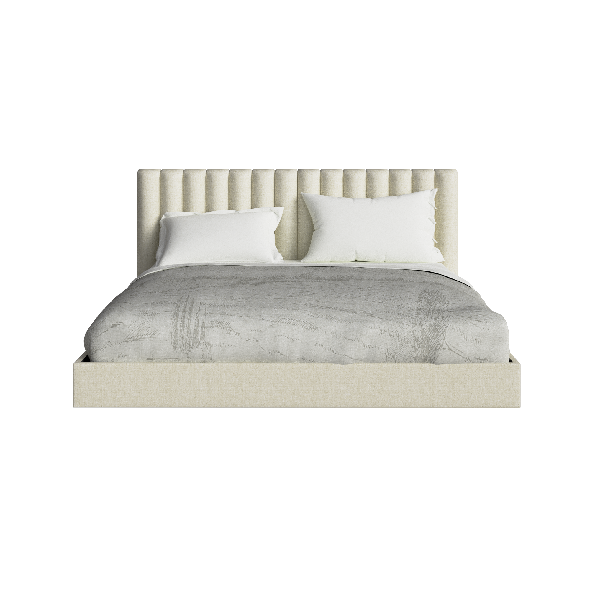 Cama flotante tapizada Bali - Color Beige (Tela antifluido) - Imagen 4